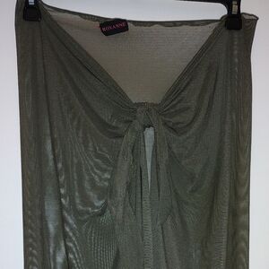 Vintage Roxanne Mesh Dark Olive Green Sarong Swim Bathing Suit Wrap Made in USA